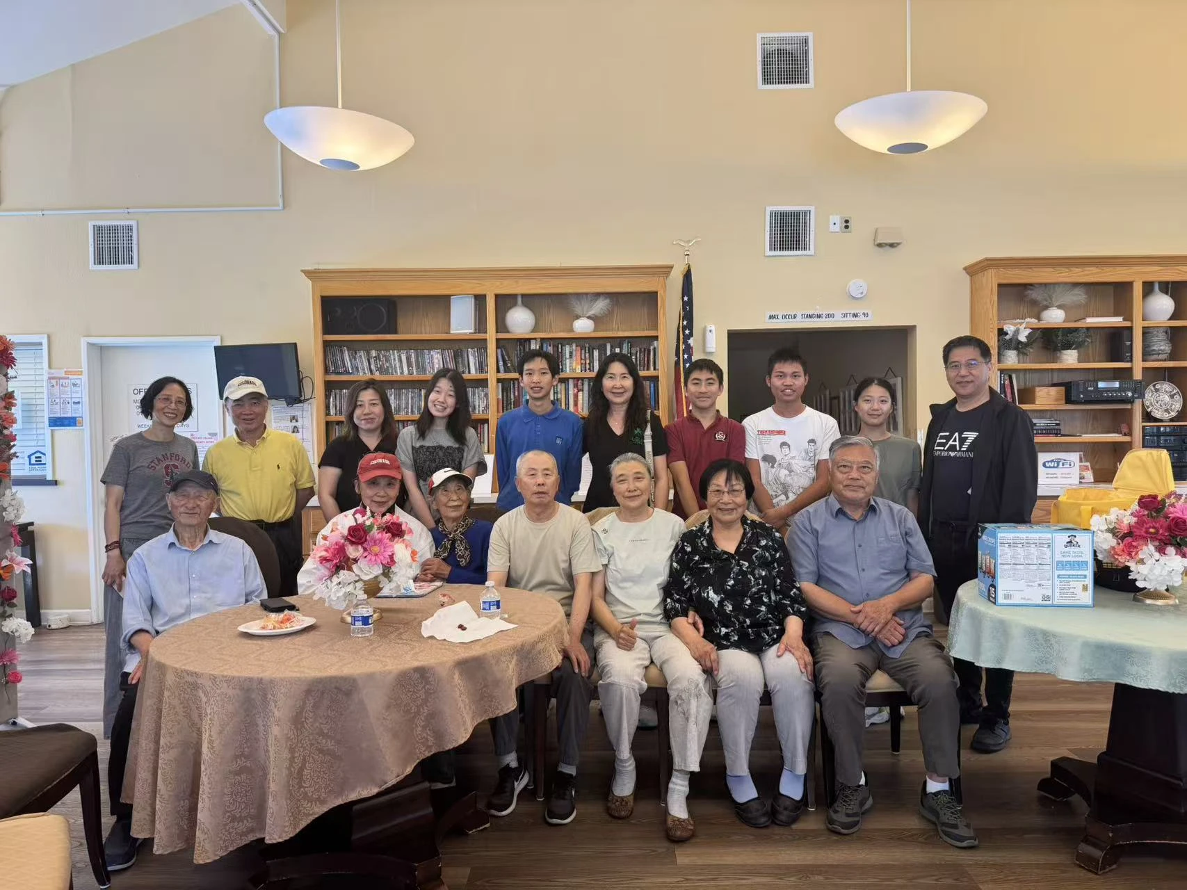 Dublin Mayor Sherry Hu joins senior residents and student volunteers during an AI Bridge community technology workshop. Photo courtesy of AI Bridge.